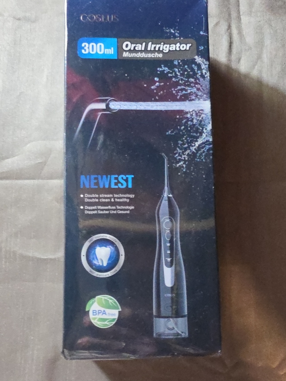 Black 300ml Oral Irrigator - Portable Water Flosser for Men Grooming
